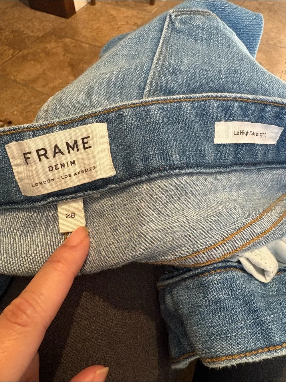 Frame Light Blue Tie-Waist Frayed Hem Le High Straight Jeans Size 28-Fit Small - Picture 6 of 8